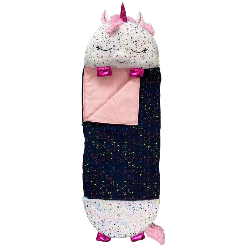 Happy Nappers Pillow & Sleepy Sack- Comfy, Cozy, Compact, Super Soft, Warm, All Season, Sleeping Bag with Pillow- Medium 54” x 20”, Shimmer Unicorn - Image 1